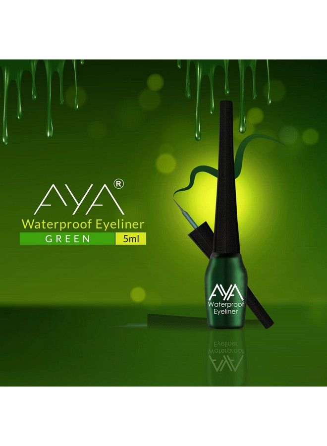 AYA Waterproof & Long Lasting Eyeliner Set Of 2 (Green And Blue) ; Smudge Proof Transfer Proof Eye Liner For Eye Makeup ; - Image 4