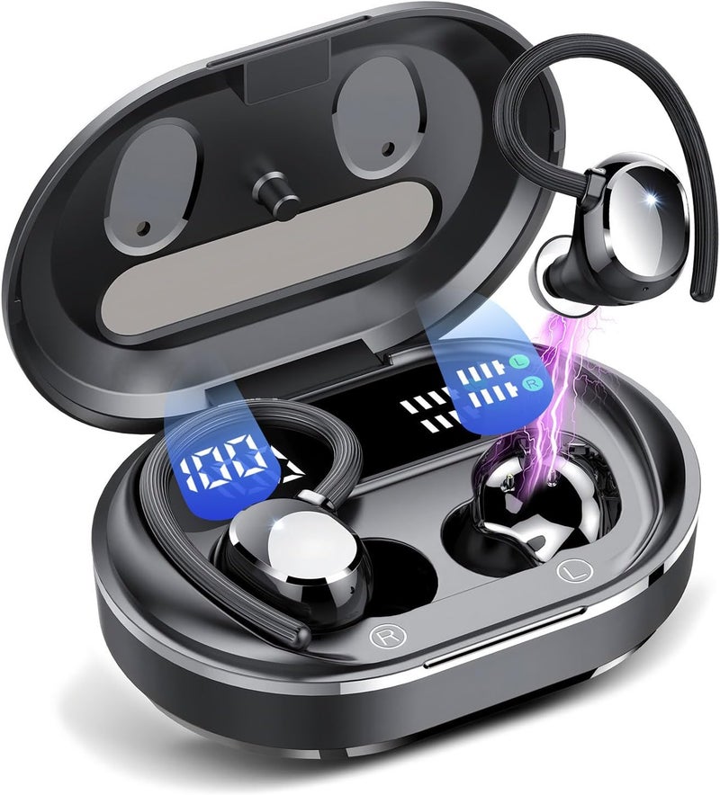 Garlo True Wireless Earbuds Bluetooth 5.4 Sports Headphones, Noise Cancelling Mic in Ear Buds, Sports Earphones with Ear hooks, Waterproof, 40H, Deep Bass, Workout, Sport Earbuds for Running - Image 1