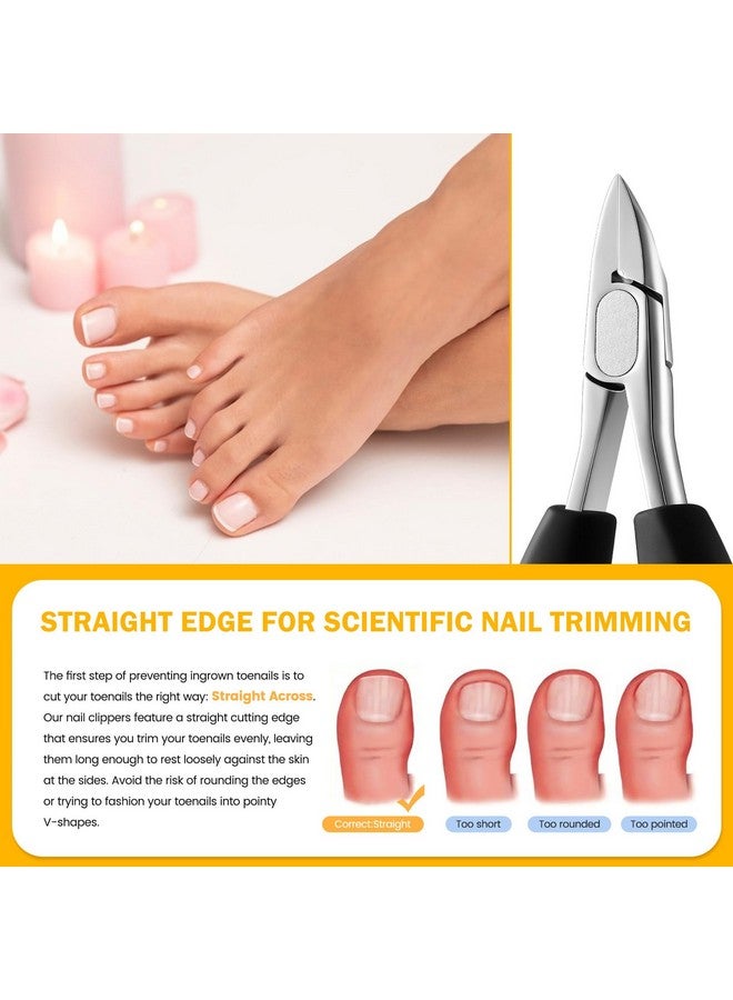 BEZOX Straight Toenail Clippers For Ingrown Toenail Prevention, Podiatrist Ingrown Nail Clippers For Thick Toenails, Ergonomic Finger Nail Clippers For Adults, Seniors, Men And Women - Image 2