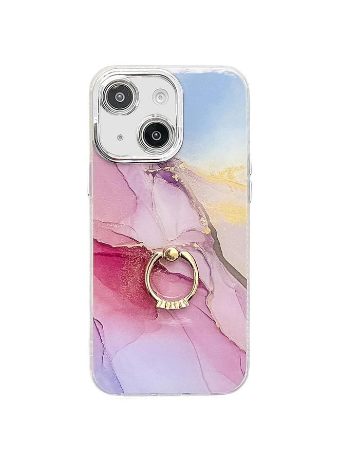 اس-توب جراب لهاتف iPhone 14 مزود بحلقة من الرخام المطلي بالكهرباء - Image 1