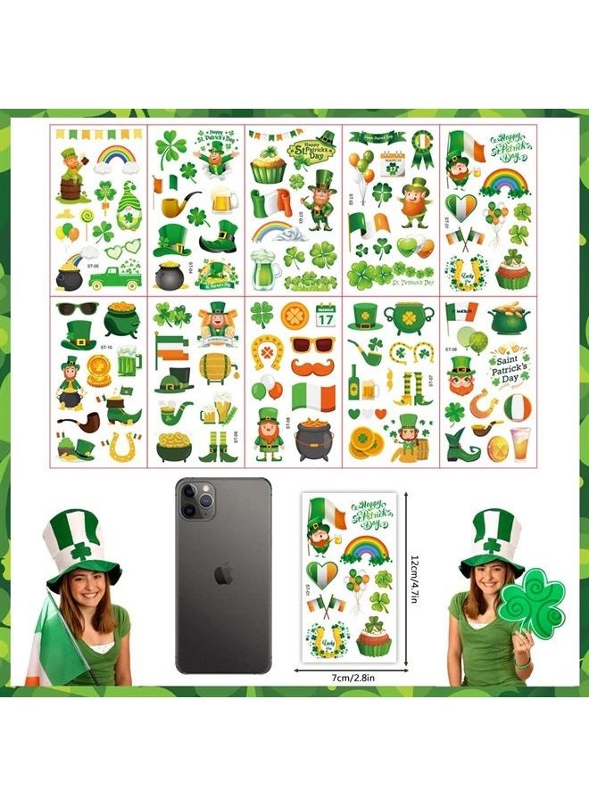 Apol - St.Patrick'S Day Temporary Tattoos,10 Sheets Shamrock Temporary Tattoo Stickers for Kids & Adults Irish St Patricks Day Decorations Accessories - Image 1