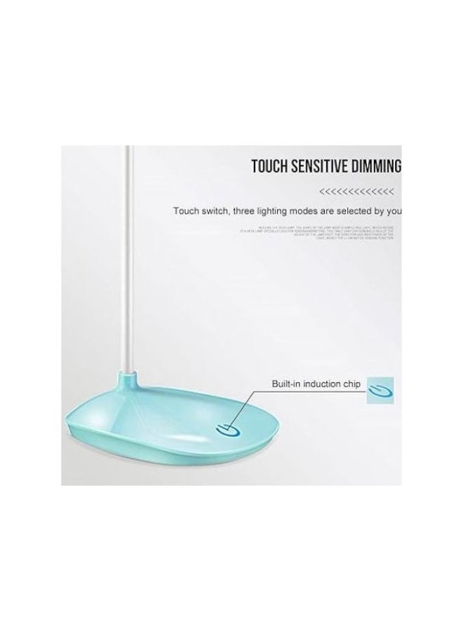 Led Desk Table Lamp for Study Led Light,USB Rechargeable Study Lamp for Students Dimmable 3 Stage Desk Lamp Study Light Table Lamps for Home - Cyan - Image 2