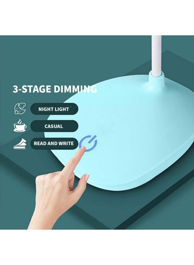 Led Desk Table Lamp for Study Led Light,USB Rechargeable Study Lamp for Students Dimmable 3 Stage Desk Lamp Study Light Table Lamps for Home - Cyan - Image 4
