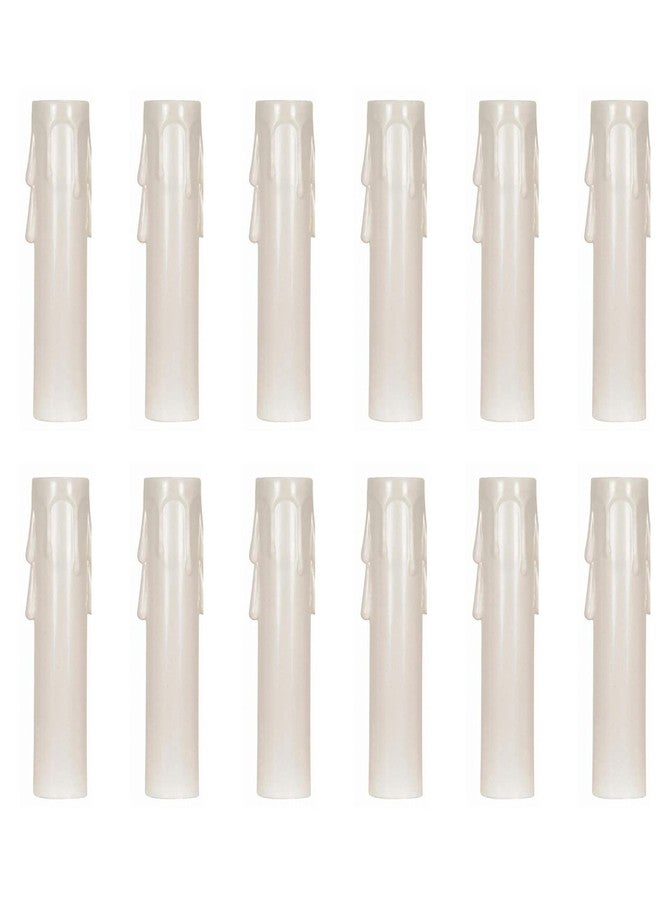 Ciata - 12 Pack - 3.5-inch Plastic Drip Candle Covers with 13/16 inch Inside Diameter and 7/8 inch Outside Diameter (3.5 inch, White with White drip) - Image 1
