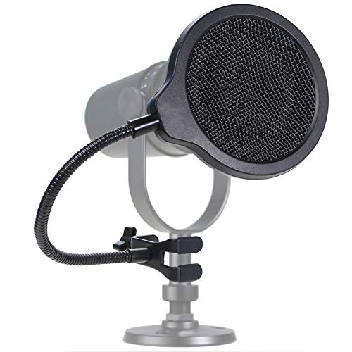 SUNMON MV7 Microphone Pop Filter Mask Shield For Shure MV7 Mic, 4 Inch 3 Layers Windscreen with Flexible 360°Gooseneck Clip by SUNMON - Image 1