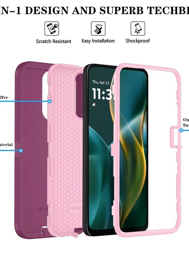 Qinmay Phone Case for Motorola Moto G Power 5G 2025 Case with HD Screen Protector, Heavy Duty Shockproof & Cover Phone Case (WineRedPink, for Moto G Power 5G 2025) - Image 5