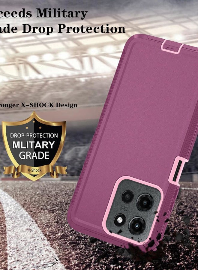 Qinmay Phone Case for Motorola Moto G Power 5G 2025 Case with HD Screen Protector, Heavy Duty Shockproof & Cover Phone Case (WineRedPink, for Moto G Power 5G 2025) - Image 4