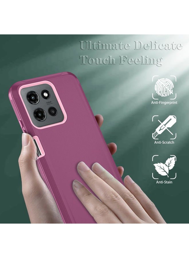 Qinmay Phone Case for Motorola Moto G Power 5G 2025 Case with HD Screen Protector, Heavy Duty Shockproof & Cover Phone Case (WineRedPink, for Moto G Power 5G 2025) - Image 2