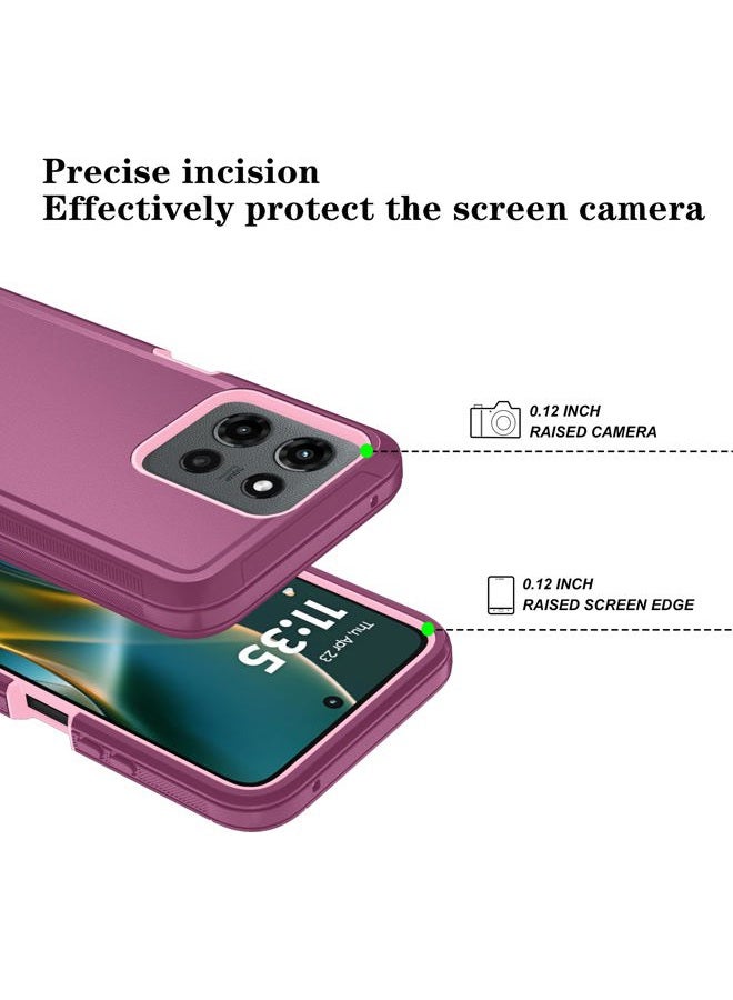 Qinmay Phone Case for Motorola Moto G Power 5G 2025 Case with HD Screen Protector, Heavy Duty Shockproof & Cover Phone Case (WineRedPink, for Moto G Power 5G 2025) - Image 3