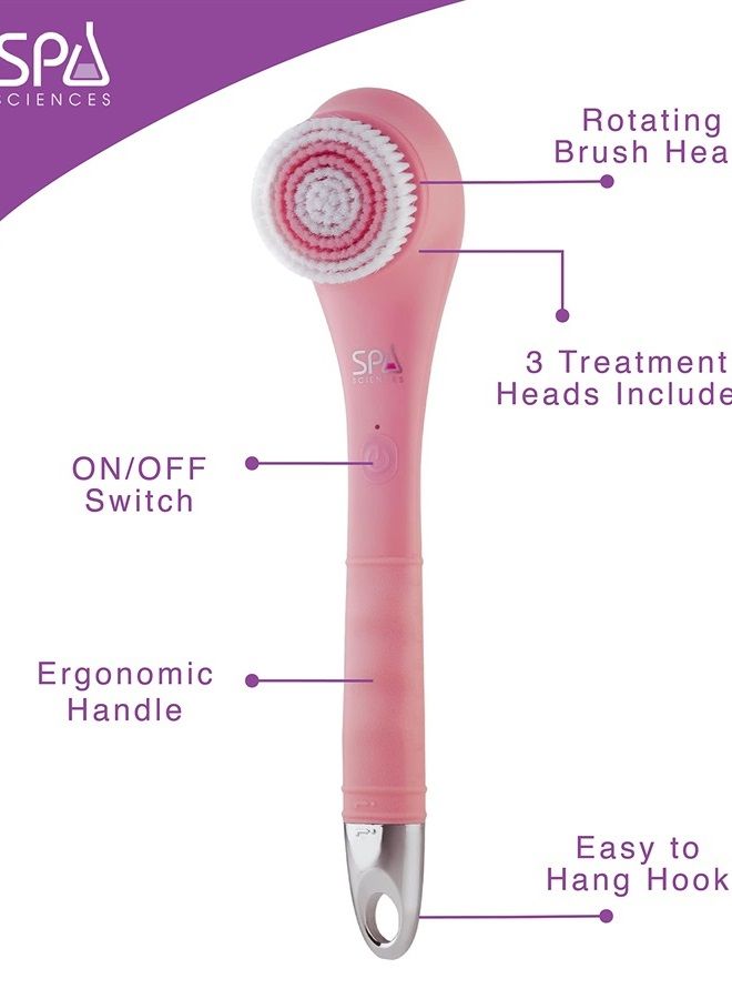 Spa Sciences NERA Shower Body Brush - 4-in-1 Multifunction Treatment - for Improved Exfoliation, Cleansing, Massaging - Includes Body Brush, Loofah, Pumice Stone, Massage Head - All Skin Types - Image 2