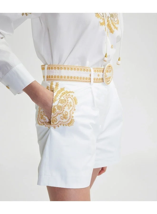 Ipekyol Regular Fit Embroidered Shorts With Belt