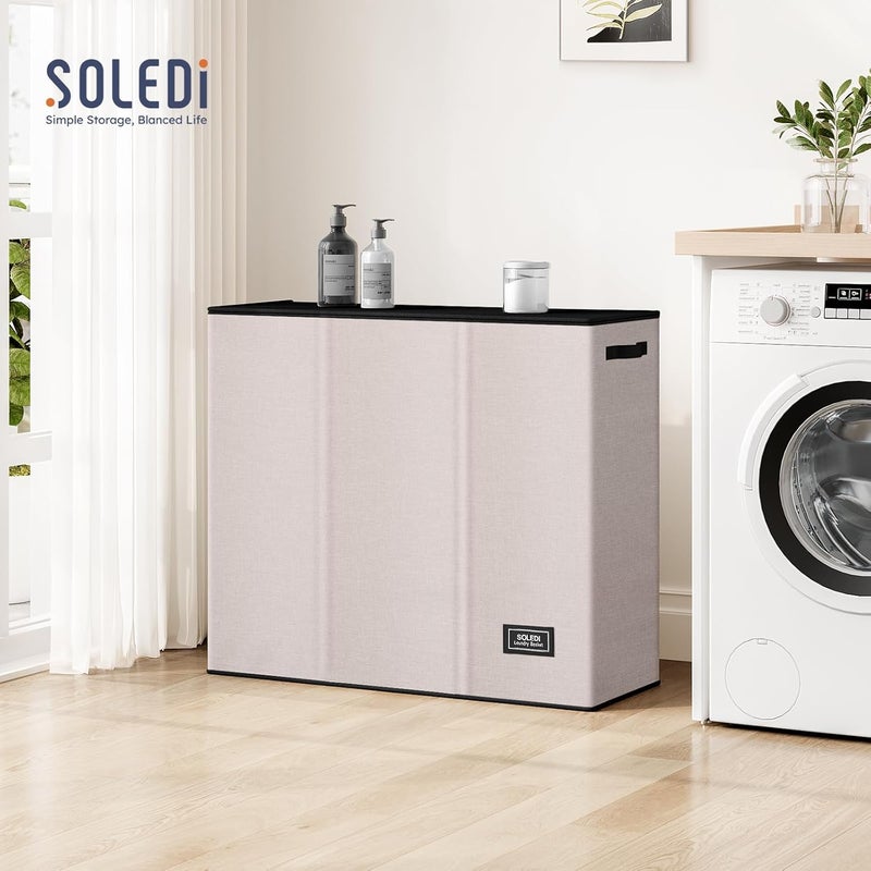 SOLEDI 180L 3-Section Laundry Hamper with Lid, Extra Large Dirty Clothes Basket with Sturdy Handles for Laundry Room & Bedroom - Durable Organizer for Sorting Laundry - Image 5