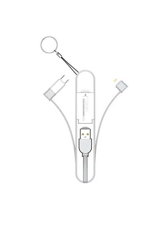 ELTRAZONE - LC130 3-in-1 USB Cable with Type-C Connector – 3.8A Fast Charging & Data Sync, Universal Mobile Phone Charger Cable, Supports Micro-USB, Lightning, & Type-C Devices – Durable, High-Speed Charging & Data Transfer - Image 1