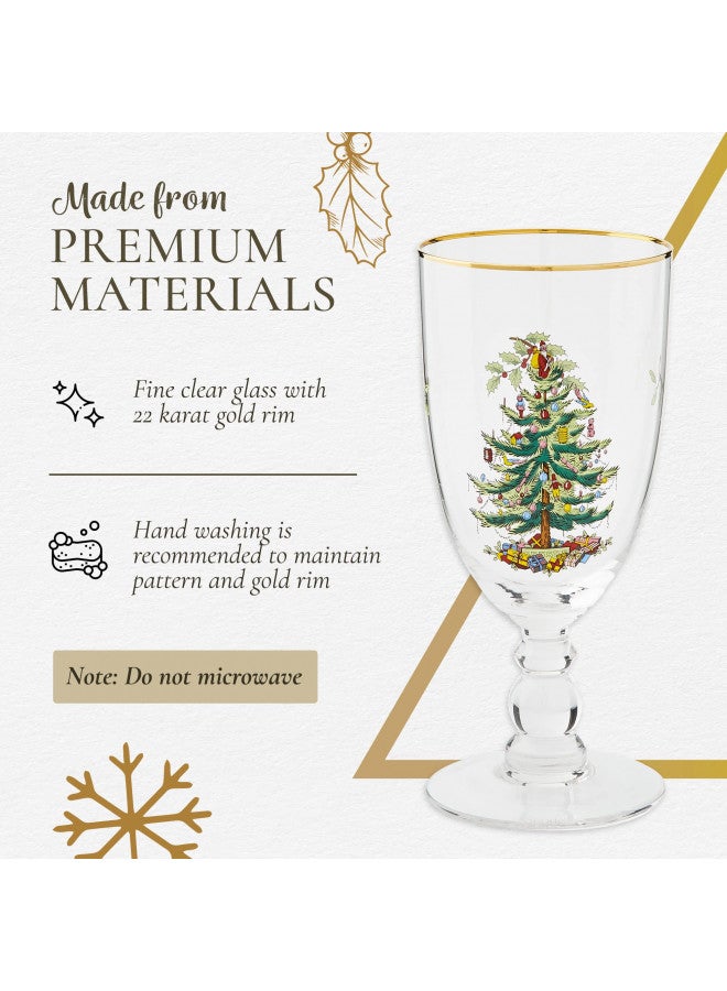 Spode Spode Christmas Tree Glassware - Set of 4 -Made of Glass Gold Rim- Classic Drinkware - Gift for Christmas, Holidays, or Wedding - Drinking Glasses (Pedestal Goblets) - Image 5