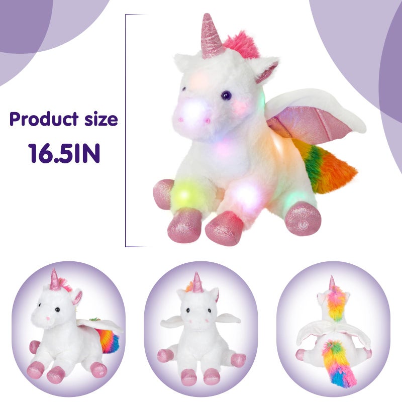 CozyWorld 165 White Light up Musical Unicorn Stuffed Animal Glowing Singing Soft Plush Toys Decor Birthday Christmas Childrens Day Gifts for Toddlers Boys Girls Kids - Image 3