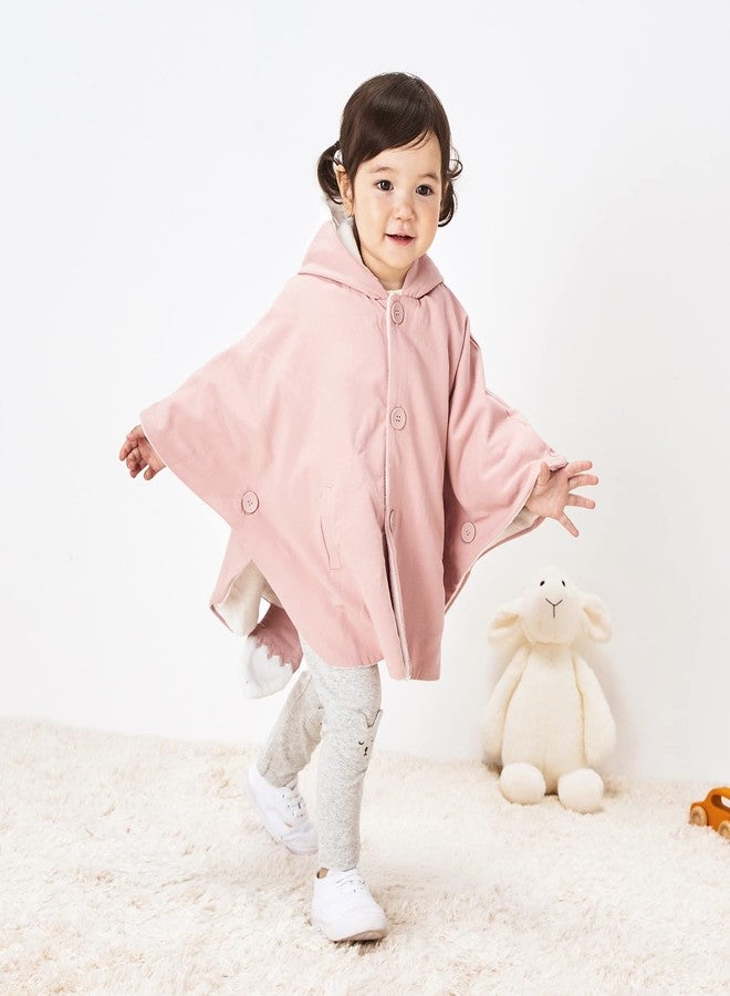 بيور بورن معطف بغطاء رأس للبنات الصغيرات من بيوربورن، ملابس خارجية دافئة للخريف، معطف بونشو لمقعد السيارة، طقم شتوي، وجه ثعلب، وردي، من عمر 0 إلى 12 شهرًا - Image 2