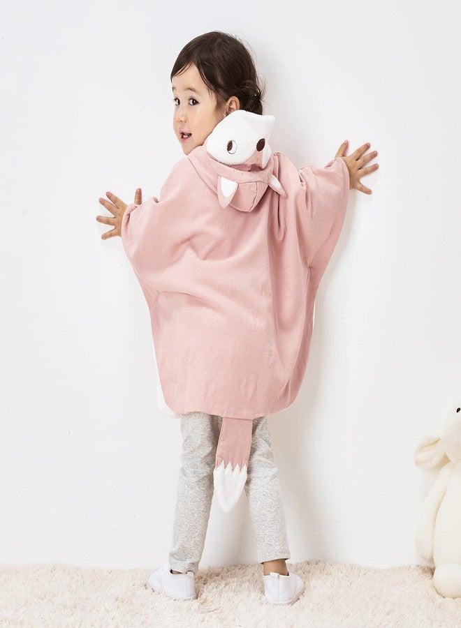 بيور بورن معطف بغطاء رأس للبنات الصغيرات من بيوربورن، ملابس خارجية دافئة للخريف، معطف بونشو لمقعد السيارة، طقم شتوي، وجه ثعلب، وردي، من عمر 0 إلى 12 شهرًا - Image 3