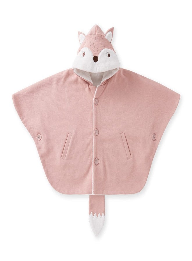 بيور بورن معطف بغطاء رأس للبنات الصغيرات من بيوربورن، ملابس خارجية دافئة للخريف، معطف بونشو لمقعد السيارة، طقم شتوي، وجه ثعلب، وردي، من عمر 0 إلى 12 شهرًا - Image 1