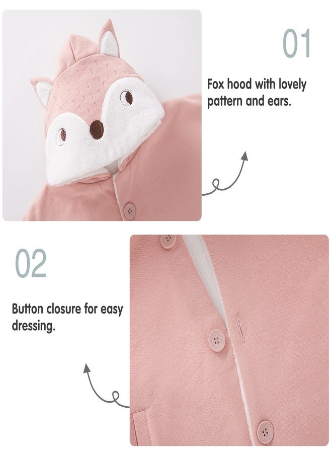 بيور بورن معطف بغطاء رأس للبنات الصغيرات من بيوربورن، ملابس خارجية دافئة للخريف، معطف بونشو لمقعد السيارة، طقم شتوي، وجه ثعلب، وردي، من عمر 0 إلى 12 شهرًا - Image 5