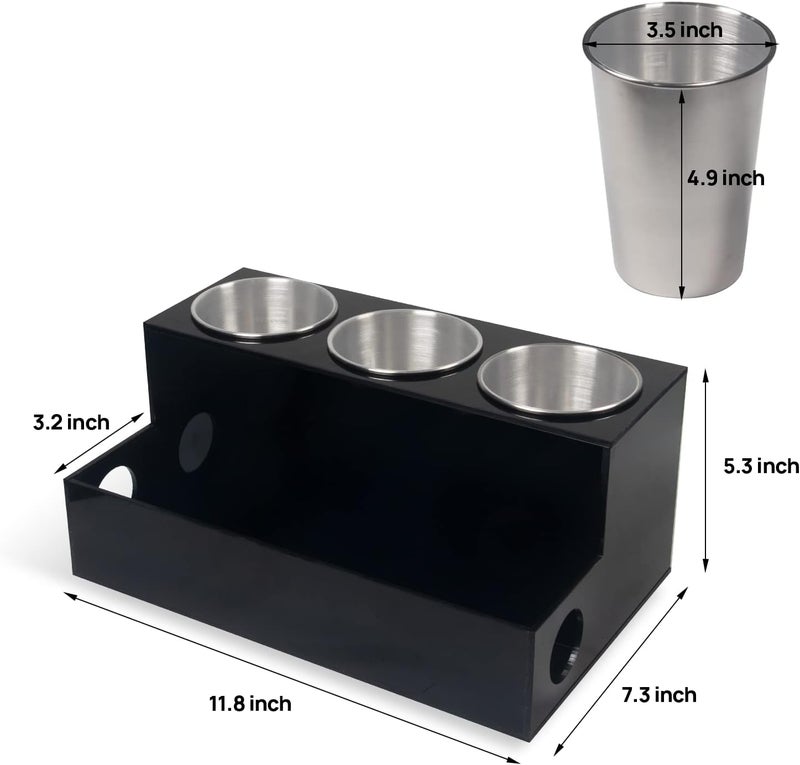 TPGP A & R Hair Tools Organizer - Black Acrylic Blow Dryer Holder with Heatproof Steel Cups - Image 3