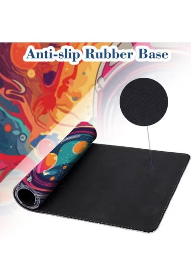 لوحة ماوس كبيرة لرائد الفضاء في الكون لوحة ماوس ألعاب ممتدة مقاومة للماء مع قاعدة غير قابلة للانزلاق ولوحة مفاتيح بحافة مخيطة 30 سم × 70 سم × 2 مم حصيرة ماوس لديكور مكتب المنزل - Image 2