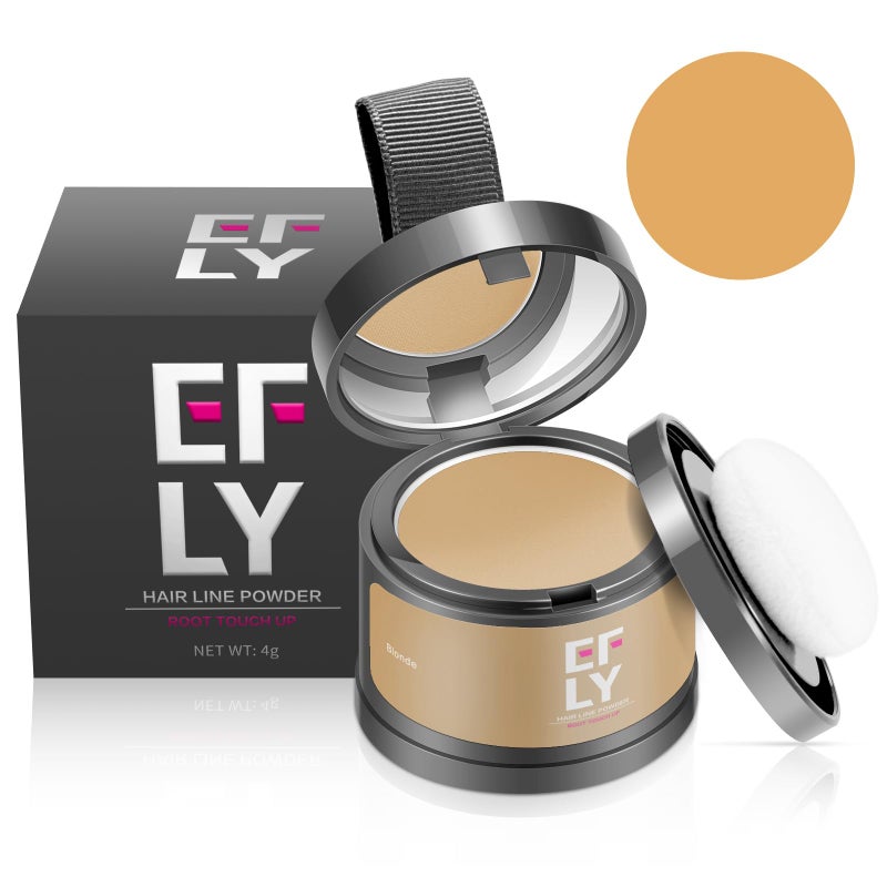 efly بودرة لون الشعر لتغطية الجذور لإخفاء تساقط الشعر وتخفيفه، بودرة ظل الشعر الرمادي لتغطية الجذور لخط الشعر للنساء والرجال، الحواجب، خط اللحية (شقراء، 0.14 أونصة) - Image 1
