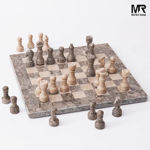 MARBLE RANGE Marble Chess Set for Adults 10 Handmade Oceanic Verona Board Game with 32 Chess Pieces 2 Extra Queens Storage Box Luxury Travel Game Elegant for Home Decor - Image 5