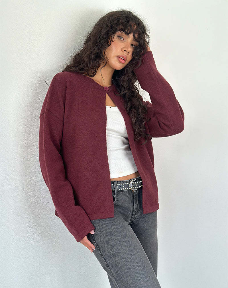Style Simple Commuter Fashion One-Button Knitted Cardigan Solid Color Long-Sleeved Sweater Jacket - Image 1