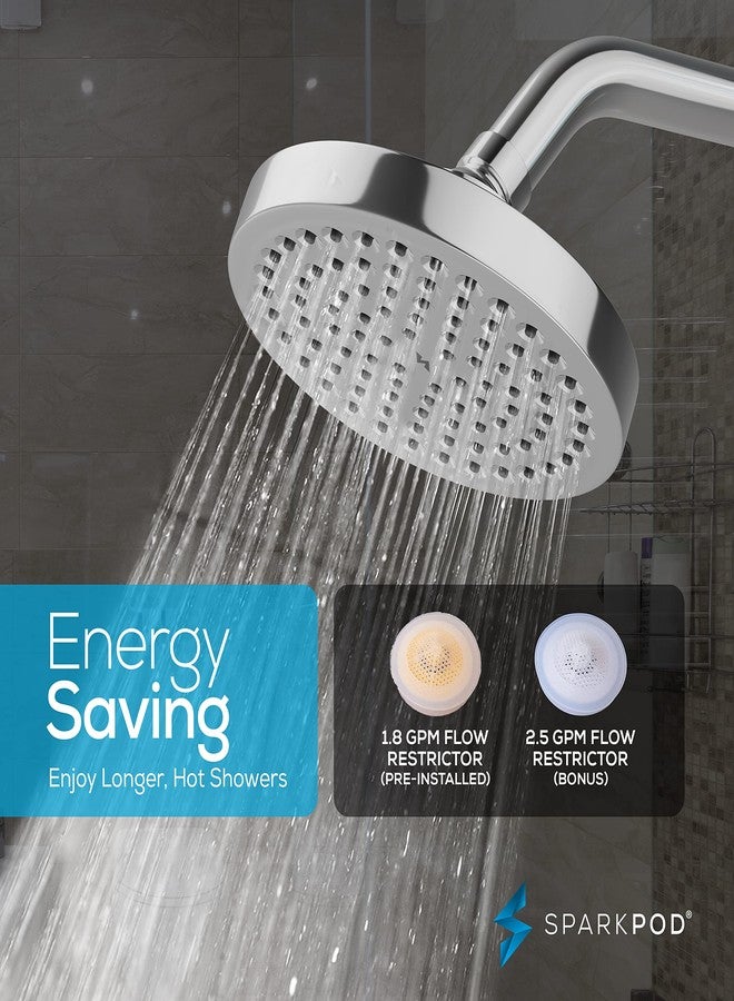 SparkPod 6" High Pressure Rain Shower Head with 9" Shower Arm - High Pressure Rain - Luxury Modern Look - Rainfall Experience - No Hassle Tool-less 1-Min Installation (Luxury Polished Chrome) - Image 4