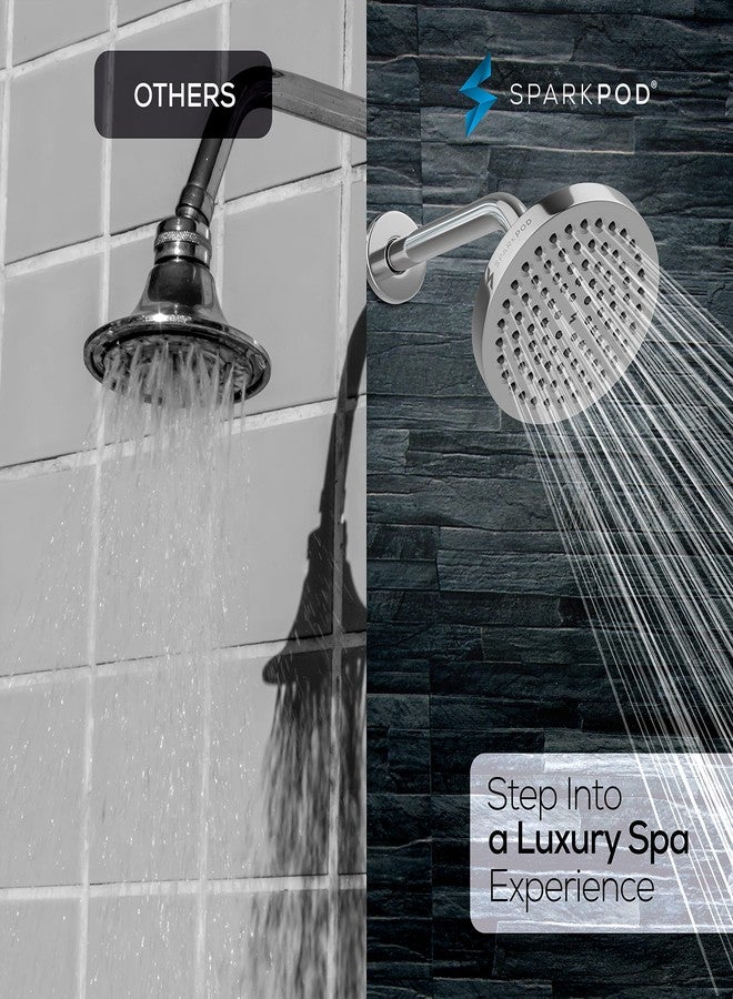 SparkPod 6" High Pressure Rain Shower Head with 9" Shower Arm - High Pressure Rain - Luxury Modern Look - Rainfall Experience - No Hassle Tool-less 1-Min Installation (Luxury Polished Chrome) - Image 2