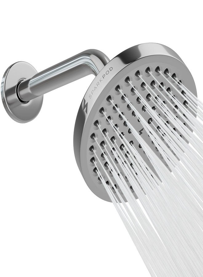 SparkPod 6" High Pressure Rain Shower Head with 9" Shower Arm - High Pressure Rain - Luxury Modern Look - Rainfall Experience - No Hassle Tool-less 1-Min Installation (Luxury Polished Chrome) - Image 1