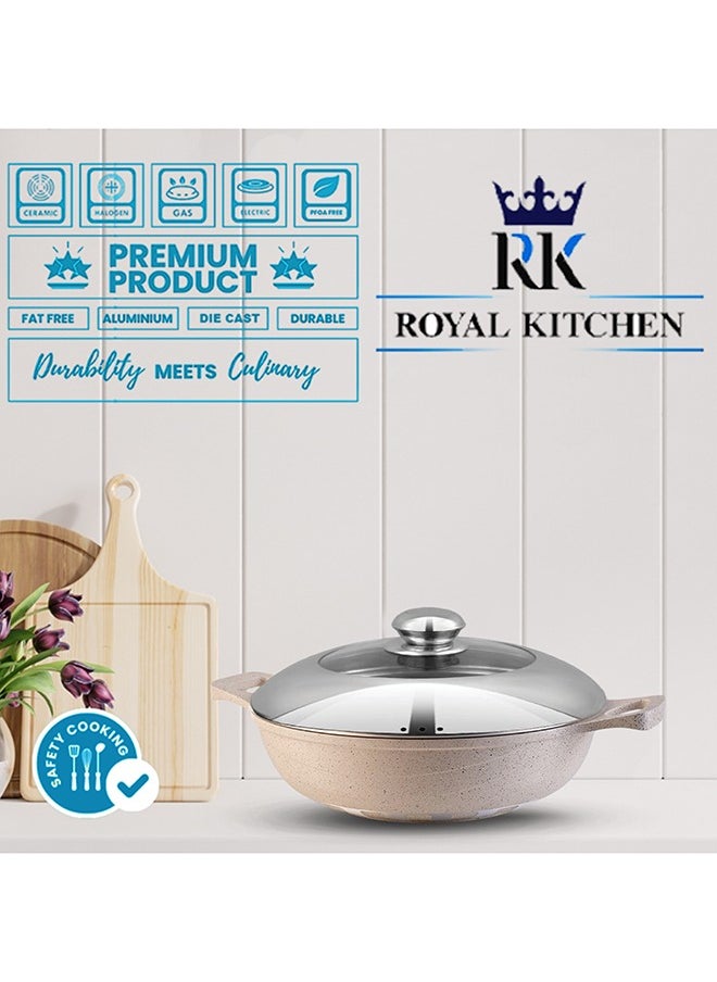 ROYAL KITCHEN Stella Gift Pack 18 Pcs – Non Stick Diecast Marble Coated Black Cookware Set, Includes Casseroles, Sauce Pan, Wok, Frying Pan, Tawa, and Spoons, Durable, Elegant Design, Perfect for Gifting and Everyday Use - pzsku/Z87D66303CD060CC58DF9Z/45/_/1734330699/db27f64e-4397-47c7-9dce-a4caaf5df380