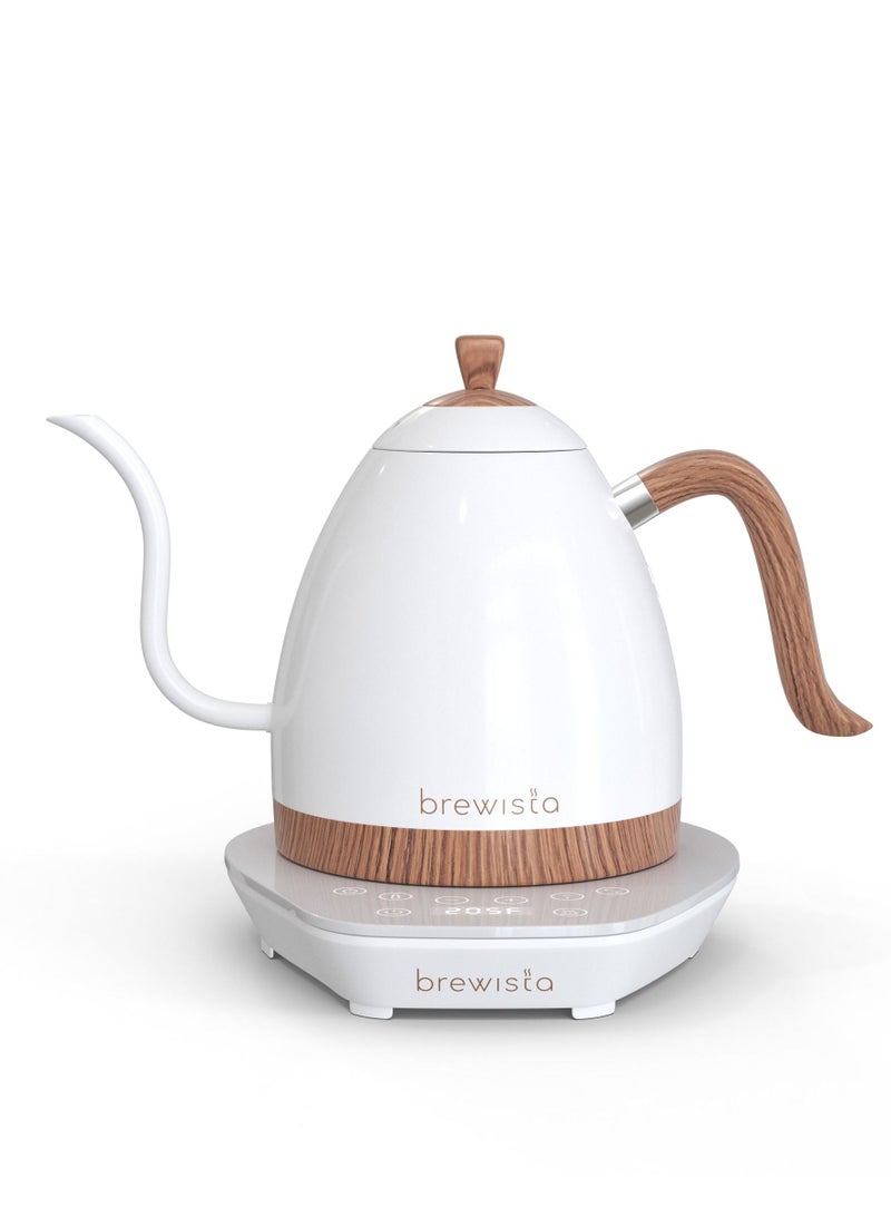 Brewista Artisan Electric Gooseneck Kettle, White & Brown - Image 1