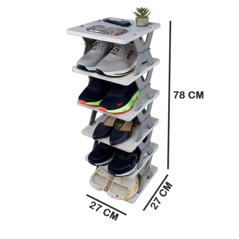 ZUGAD 6 Layer Shoe RackStackable Shoe Storage Organizer for Bedroom Entryway Adjustable Shoe Rack Shoe Slots Organizer Shelf Easy Clean Shoe Tower Rack 1Pcs Multicolor - Image 3