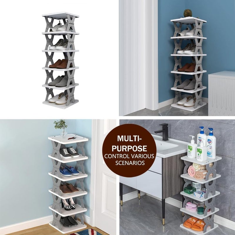 ZUGAD 6 Layer Shoe RackStackable Shoe Storage Organizer for Bedroom Entryway Adjustable Shoe Rack Shoe Slots Organizer Shelf Easy Clean Shoe Tower Rack 1Pcs Multicolor - Image 4