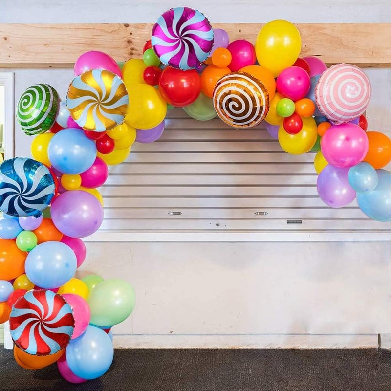GIHOO Sweet Candy Balloon Garland Arch Kit 90pcs 18inch Lollipop Foil Balloons 510inch Rainbow Latex Balloons for Christmas Candyland Kids Birthday Party Baby Shower Decorations - Image 3