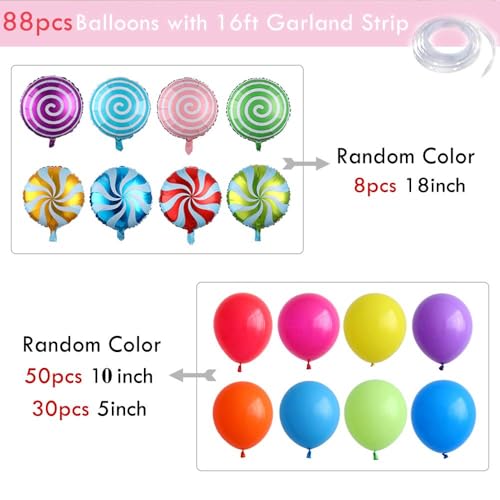GIHOO Sweet Candy Balloon Garland Arch Kit 90pcs 18inch Lollipop Foil Balloons 510inch Rainbow Latex Balloons for Christmas Candyland Kids Birthday Party Baby Shower Decorations - Image 5
