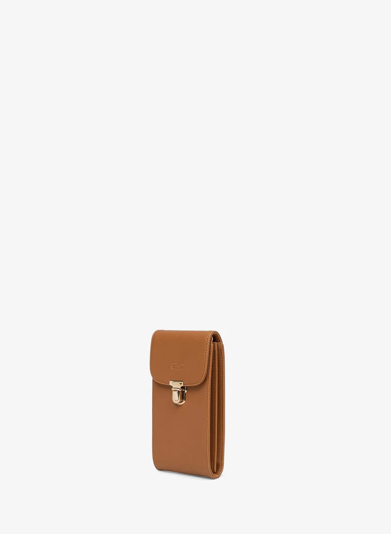 globus Tan Faux Leather Textured Sling Bag
