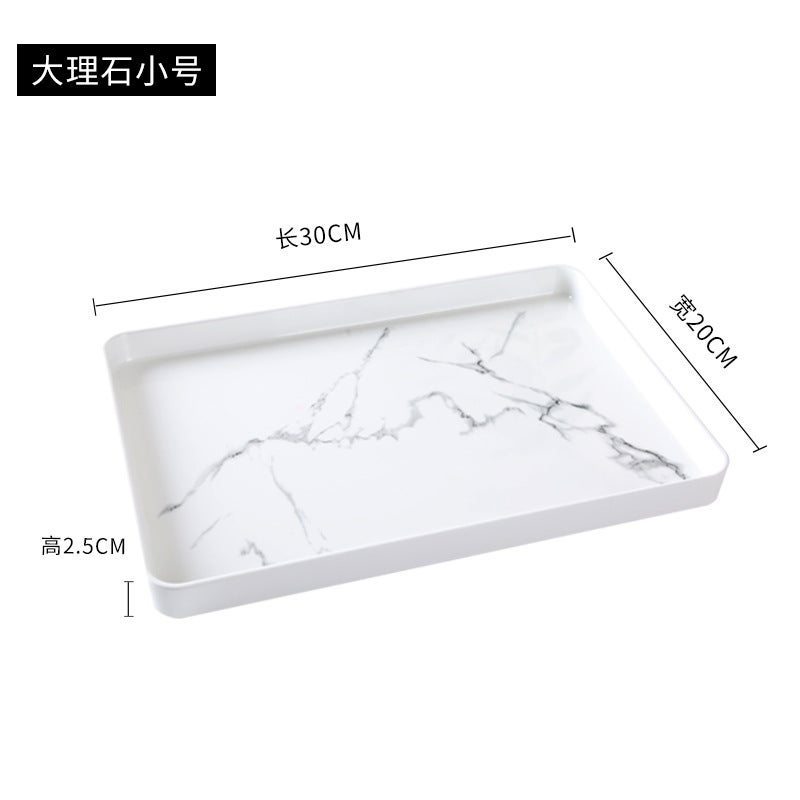 White Plastic Tray Rectangular Tea Tray Household Baking Tray Tea Cup Scandinavian Accessible Luxury Water Cup Storage Melamine - Image 1