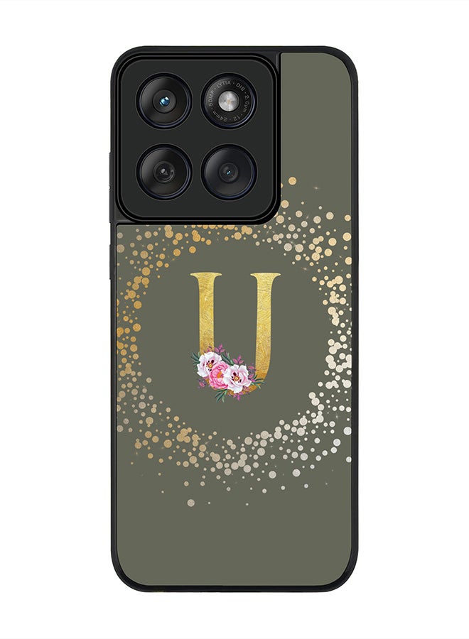 Stylizedd For Motorola MOTO Edge 60 Fusion/ Edge 60 Case,Slim fit Camera Protection, Shockproof Thin Phone cover  - Custom Monogram Floral - U  (Olive Green ) - Image 1