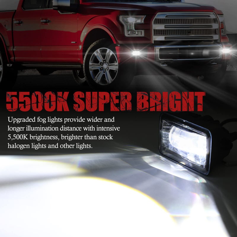 BUNKER INDUST LED Fog Lights for 2015-2020 Ford F150 / SUPER DUTY 2017 2018, OEM Bumper Driving Fog Lamp Kit - Image 2