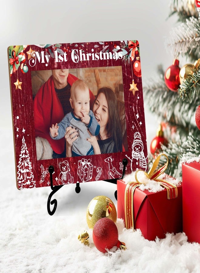 SSQBZU New Born Baby Christmas Picture Frame, ‘My 1st Christmas’ Photo Frame Fits 4x6 Picture, Christmas Decor, Christmas Ornaments, New Baby Christmas Gifts for Family, Friends, etc.(042) - Image 2