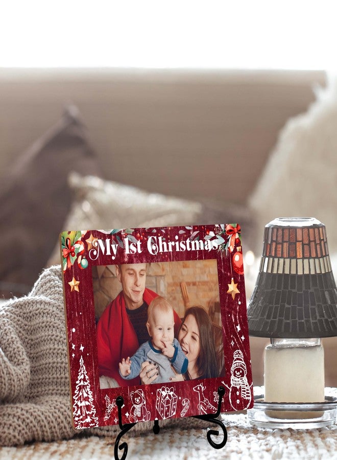 SSQBZU New Born Baby Christmas Picture Frame, ‘My 1st Christmas’ Photo Frame Fits 4x6 Picture, Christmas Decor, Christmas Ornaments, New Baby Christmas Gifts for Family, Friends, etc.(042) - Image 3