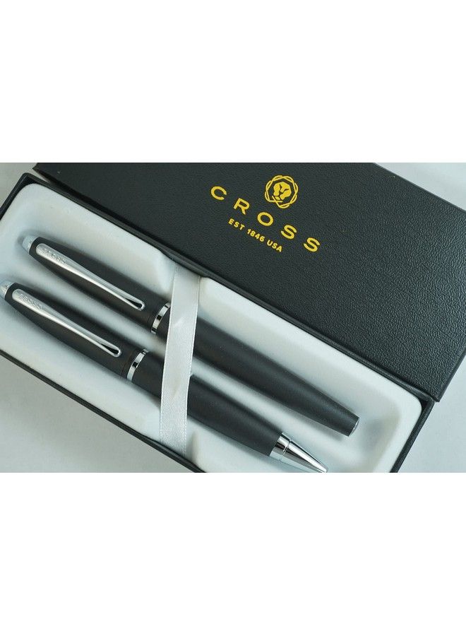 Cross A.T. Cross Cross Matte Black Selectip Gel Ink Medium Point Calais Rollerball Pen And Ballpoint Pen Luxury Gift Set - Image 3