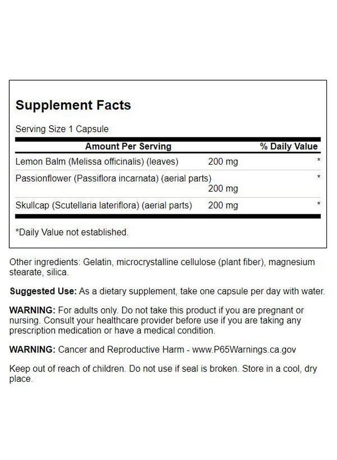 Swanson Lemon Balm Passion Flower Skullcap Complex 180 Capsules (2 Pack) - Image 2