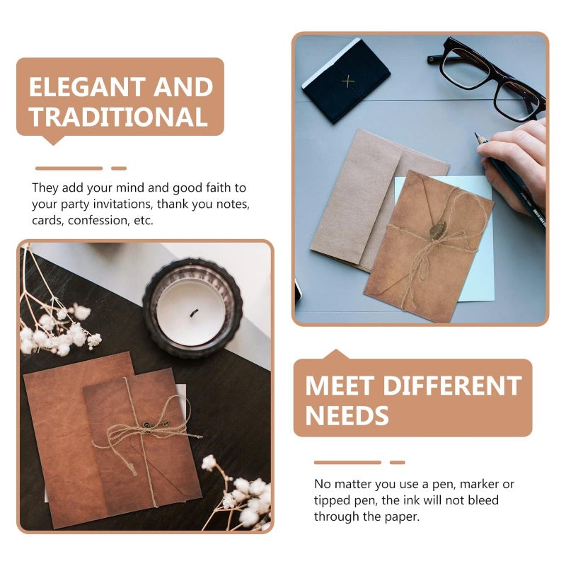 A5 Kraft Paper Stationery Set with Vintage Leaf Anchor Key Motifs for Invitations Letters - Image 4