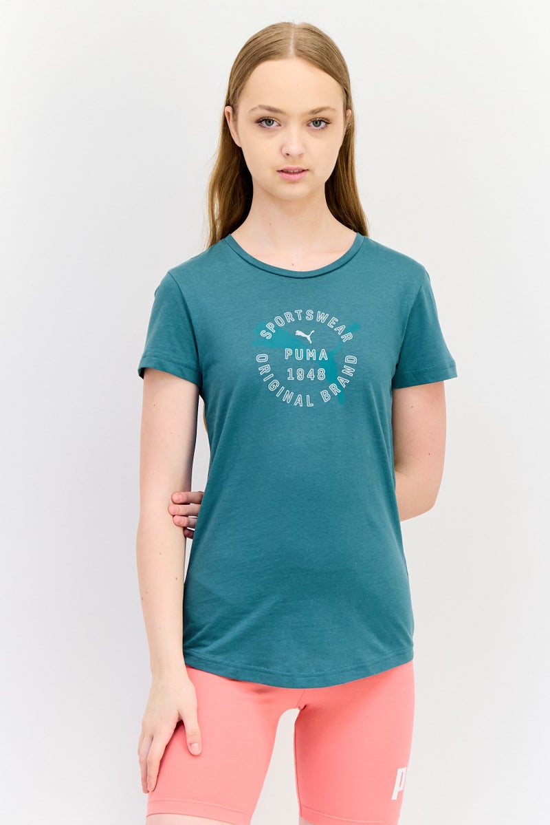 PUMA تي شيرت نسائي بقصة عادية بأكمام قصيرة للخارج، ساج - Image 1