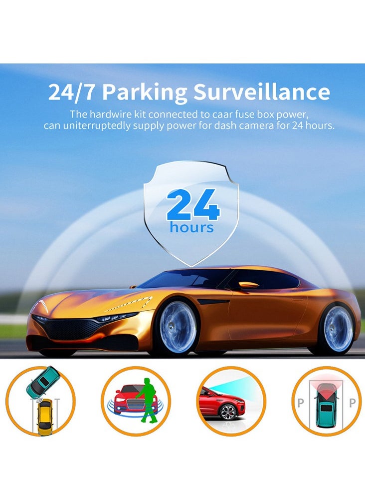 miniUSB Hardwired Step-Down Power Cable for 24/7 Dash Cam Monitoring - Right-Angle 3.5m (Compatible with 70mai)