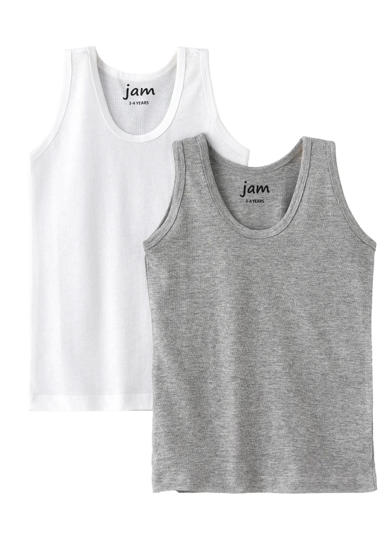 JAM 2 Pack Boys Vests 100% Cotton, Soft and Breathable Sleeveless Undershirts for Boys