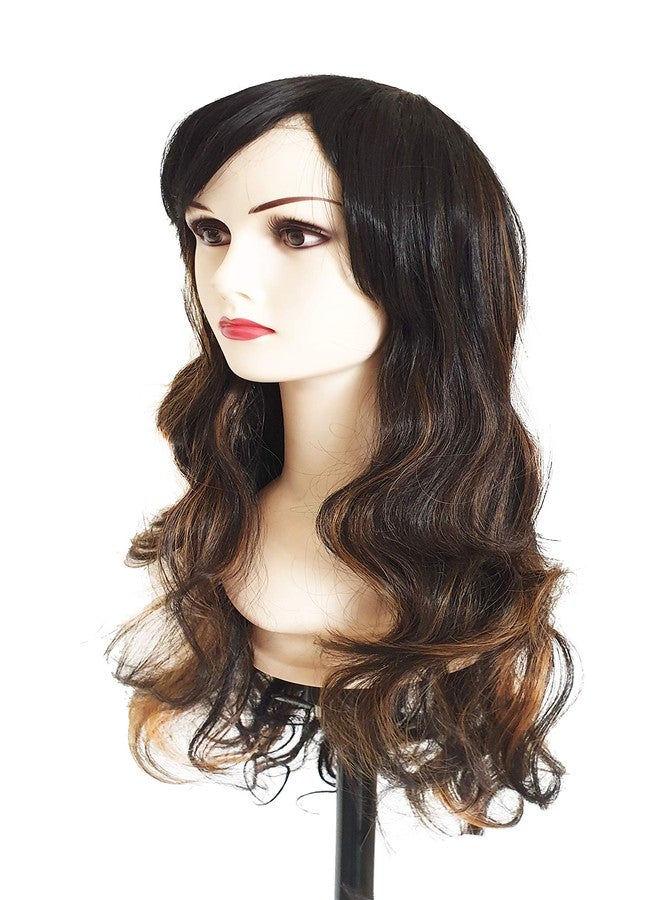 Foreign Holics Women Hair Wigs Wavy Full Head Brown Golden Highlighter 28 Inch Long - Image 1